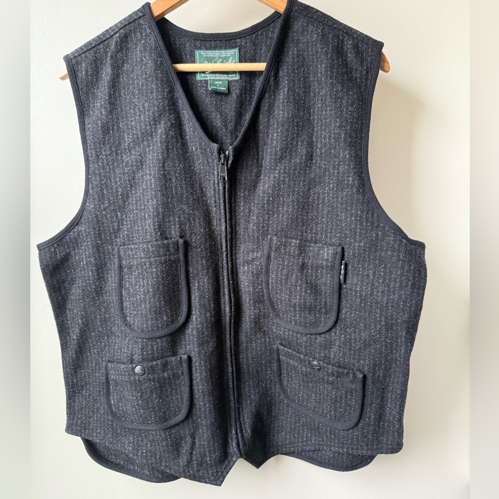 WOOLRICH Vest Charcoal Gray Zip Utility Gorpcore Hunting Western Wool Outdoors L